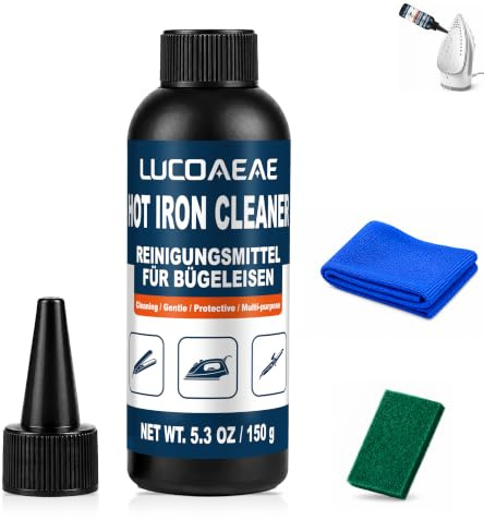 LUCOAEAE 150g Nettoyant pour Fer à Repasser | Élimine l'Amidon, les Résidus de Colle, les Brûlures et les Saletés, pour Tous Fers, Lisseurs et Boucleurs