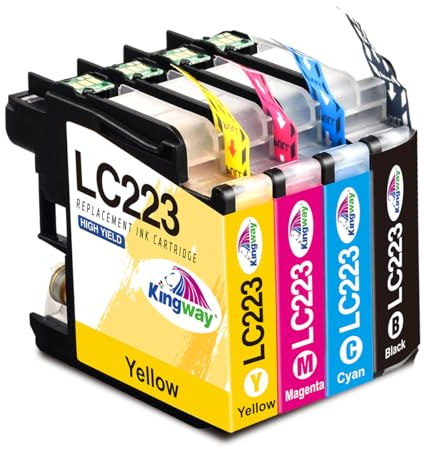 KINGWAY LC223 Ink Cartridges Replacement for Brother LC223 Ink Compatible with DCP-J4120DW MFC-J5625DW MFC-J5320DW MFC-J4625DW MFC-J4620DW MFC-J5720DW MFC-J480DW MFC-J5620DW MFC-J4420DW, 4 Pack