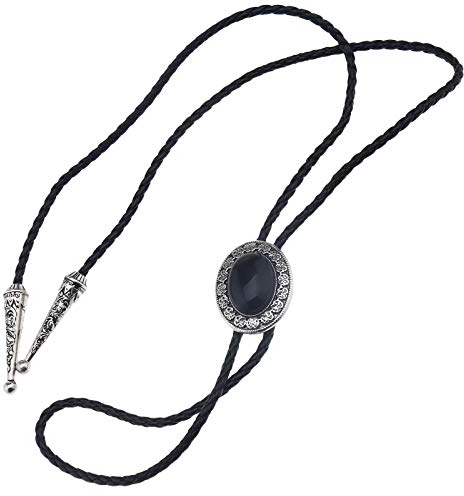 Obsidian Anhänger Retro Stil Halskette 100cm Krawatte Schnürsenkel Schwarz