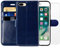 MONASAY Wallet Case for iPhone 7 Plus/8 Plus, 5.5-inch - Flip Folio Leather Cell Phone Cover with Credit Card Holder, Glass Screen Protector Included, Blue