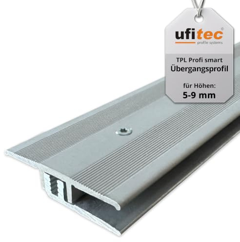 ufitec® Profi Smart Profilsystem für Vinylböden - geeignet für Belagshöhen von 5-9 mm - ALU eloxiert - SILBER - (Dehnungsfugenprofil - Länge: 90 cm, Silber)