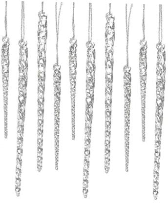 BYFRI 10er-Set Transparente Eiszapfen Anhänger - Glas-Weihnachtsbaum-Dekoration für Party & Hochzeit