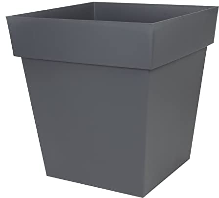EDA - Pot de Fleur Carré Toscane 50 cm - Volume 87 L - 49,5 x 49,5 x H.52,5 cm - Gris Anthracite