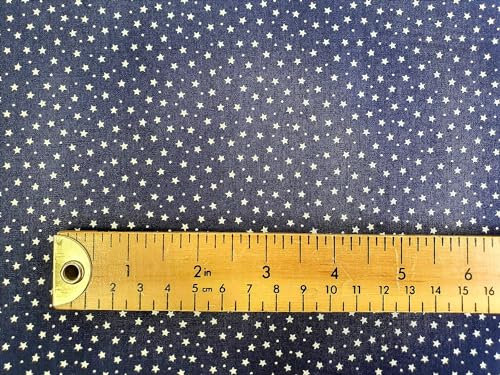 Oddies Textile Rose & Hubble White Stars & Spots on Navy Blue Background - 100% Cotton Fabric - 110cm wide (CP00138NAVY)