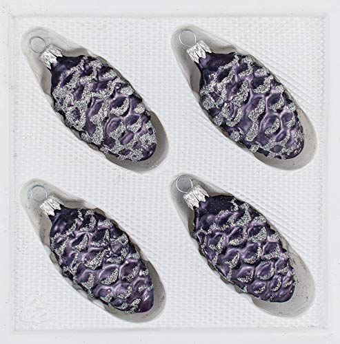 4 TLG. Glas-Tannenzapfen Set in 'Ice Graphit Silber' Edle Neuheit - Christbaumkugeln - Weihnachtsschmuck-Christbaumschmuck