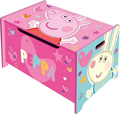 ARDITEX – Spielzeugtruhe aus Holz Peppa Pig – 62,5x40x37 cm – Farbe Rosa – Ideal zum Aufbewahren von Spielzeug, Kleidung oder Gegenständen im Kinderzimmer