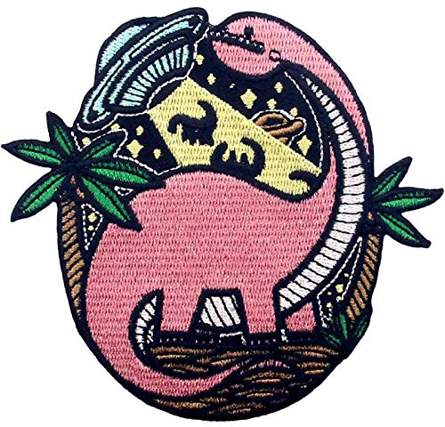 Zegin Get in Dinosaur UFO Alien Patch Embroidered Applique Badge Iron On Sew On Emblem