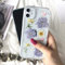 Tybiky Real Flowers Case for iPhone 11 Mobile Phone Case Dried Natural Flower Case Crystal Gel Protective Everlasting Flowers Bumper Cover Shell Protective Case for iPhone 11 3 Purple 1 White