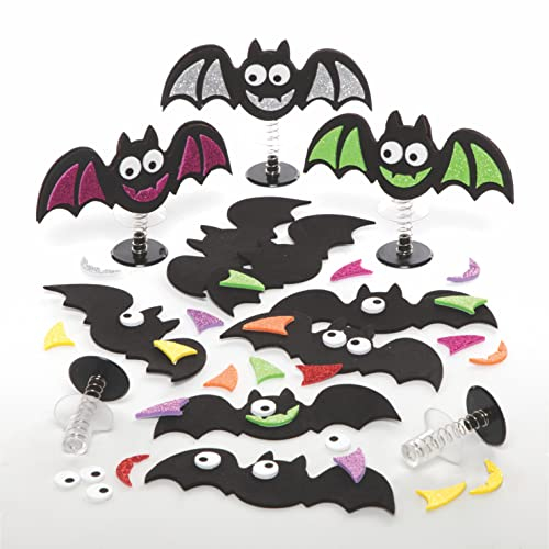 Baker Ross FE651 Fledermaus Hüpfspielzeug Bastelset - 8er Pack, Halloween Party und Kindergeburtstags Mitgebsel, Kleine Partytüten Geschenke, Kleine Adventskalender Geschenke, Fledermaus