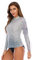 HUGE SPORTS Rash Guard für Damen Rashguard Langarm Bademode Shirts Schnell Trocknender Swimsuit (Hai, L)
