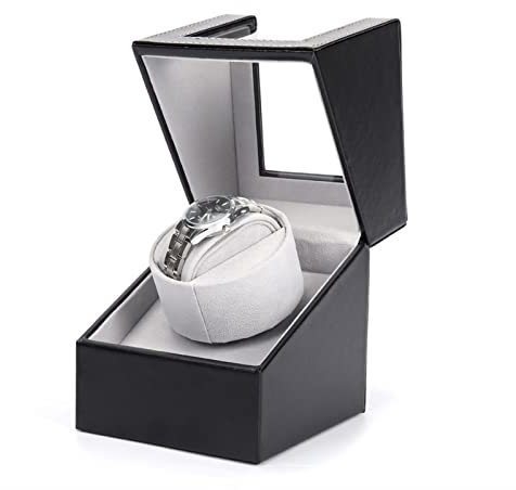 BOROCO Aufbewahrungsbox für Uhrenaufzug Automatischer Uhrenbeweger Winder Shake Schmucksammlungshalter Automatischer mechanischer Uhrenaufzug EU-Stecker(Ryo schwarz)