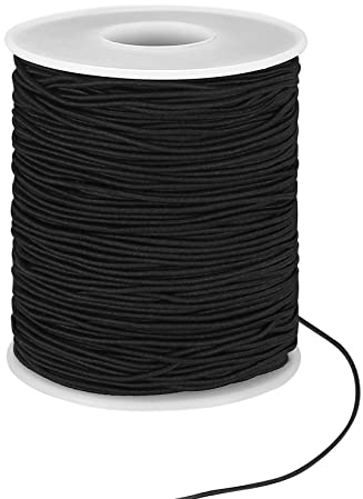 1mm x 100m/328 ft Elastic Cords, Elastic Beading String Cord, Thread String Cord for DIY Craft Jewellery Bracelet Necklaces Making - Black