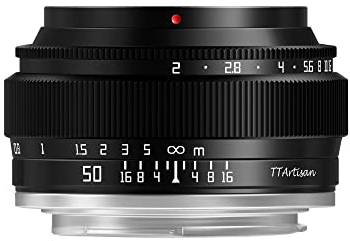 TTARTISAN 50 mm F2 Full Frame Manuale Obiettivo per fotocamera Design compatto Peso leggero Lunghezza focale standard per Sony E Mount