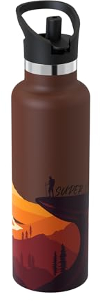 Super Sparrow Borraccia Termica, Ultraleggero Acciaio Inox 18/10 Bottiglia Termica - 750ml - Senza BPA Borracce, Thermos per Bambini, Scuola, Sport, Campeggio, Yoga, Palestra, Ciclismo