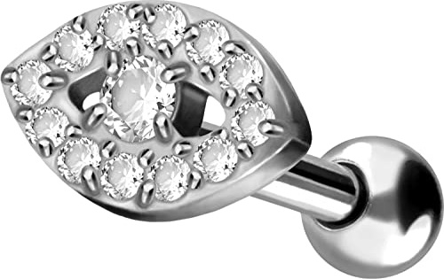 PIERCINGLINE Titan Ohrpiercing KRISTALL AUGE Ellipse Piercing Schmuck Ohr Stecker Helix Farbauswahl