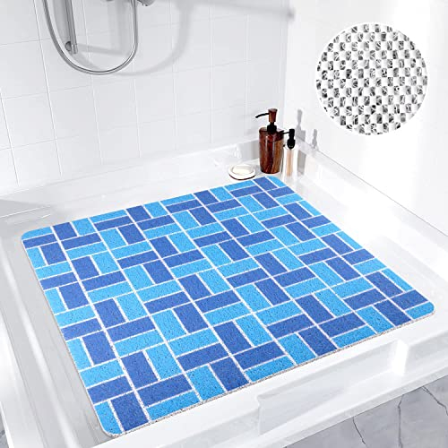 Duschmatte rutschfest 60x60 Weich Komfort: Antirutschmatte Dusche Schnell Trocknend Badewannenmatte Anti-Schimmel, Luffa PVC Duschmatte mit Ablauflöchern für Badezimmer