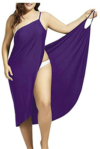 Gellmall Sarong Wrap Oversize Bikini Cover Up Träger Rückenfrei Wickeltuch Strandtuch Urlaub Lange Strandkleider Towel Pareos Lila 2XL