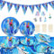 OSDUE Vajilla de Fiesta, 115 Piezas Princesa de Hielo Juego de Vajilla para Fiesta, Vajilla de Fiesta para Niños Platos y Servilletas,Decoración para Tartas, Bandera, para Compromiso,Boda Aniversario