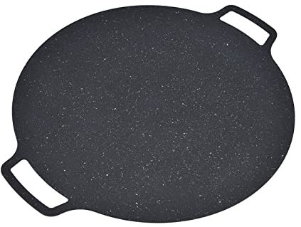 HOHXFYP Koreanischer BBQ Grill, Eisen Antihaft Grillschale, Runde Koreanische Traditionelle BBQ Grillpfanne, Tasche Im Lieferumfang Enthalten, Schnelles Aufheizen, f¨¹r Schweinebauch(30cm-Schwarz)