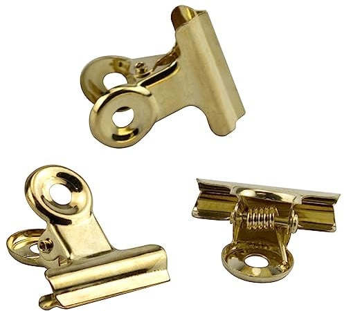 IFAMIO 50 Stück Gold Metall Bulldogge Clips, Mini Klemmen, Büroklammern zum Aufhängen von Fotos, Büro, Papier, Preisschilder