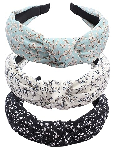 scicent Haarschmuck Knoten Stirnbänder für Frauen Boho Breit Turban Stoff Haarband No Slip Soft Elastische Haare Hoops Mode Haarreifen Damen 3 pcs - 11006