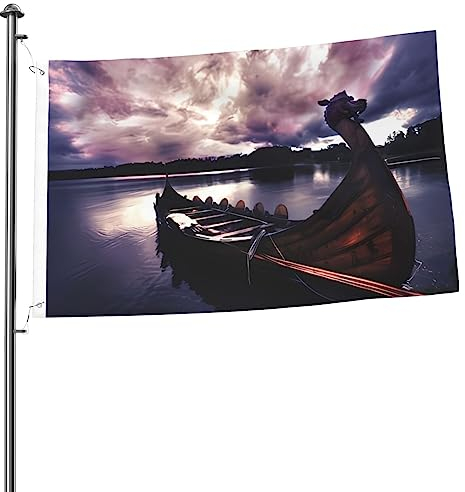 Vikings Bootsflagge, 61 x 91 cm, lustige Outdoor-Banner, Urlaub, Gartenflagge, Willkommensbanner für Zuhause, Garten, Hof, Rasen, Dekoration, Flaggen, Innen/Außen, doppelseitiger Druck
