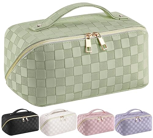 Bestash Reise Kosmetiktasche Damen mit Großem,Tragbare Reise Make Up Tasche,Wasserdichter Schminktasche kulturtasche mit Trennwand Tasche Organizer (Hellgrün)