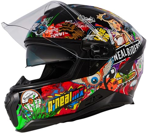 O'NEAL | Motorradhelm | Enduro Adventure Street | ABS-Schale, integrierte Sonnenblende | Challenger Helmet | Erwachsene | Schwarz Grau Rot | Größe XS