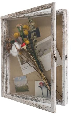 GraduatePro Cadre Photo 30x40 3D Profond Blanc Fabriqué à la Main avec Verre Cadre Boîte en Bois Ombragé Pour Médailles, Billets