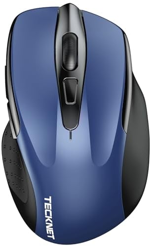 TECKNET Mouse Bluetooth Ricaricabile, Multi-dispositivo Mouse Wireless Silenzioso (Tri-Mode: BT 5.0/3.0 + 2.4G), 4800 DPI Mouse Ergonomico Portatile per Laptops, Mac OS, Android, Windows