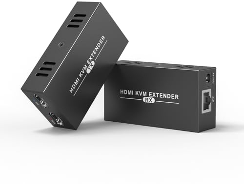 Steetek HDMI KVM USB Extender Over Ethernet 50m/164ft über Cat 5e/6/7/8, RJ45 1080P HDMI KVM Extender Maus und Tastatur zur Fernsteuerung von Signalen verwenden, Unterstützt EDID, Local Loop-Out, POC