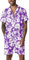 Fastkoala Herren Hawaii Set Outfit Trainingsanzug Männer Zweiteiler Anzüge Sommer Strand Urlaub Geblümt Hemden Shorts lila L