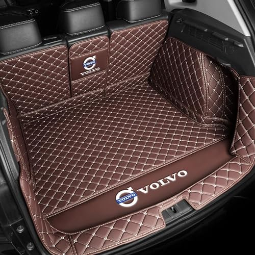 JUNZAI Kofferraummatten-Einlage, für Volvo XC60 S90 S60L XC90 XC40 V90 V40 V60, Vollständig Umschließende Kofferraummatte, Laderaum-Schutzeinlagen, Autozubehör,Coffee