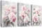 3Pcs Grau Rosa Hortensien Blumen Mit Rahmen Leinwand Bilder Pfingstrose Blumen Blüte Bild auf Leinwand Malerei Poster Wandbilder Wanddeko Wohnzimmer Schlafzimmer Dekorationen 150x70cm (20x28x3pcs)