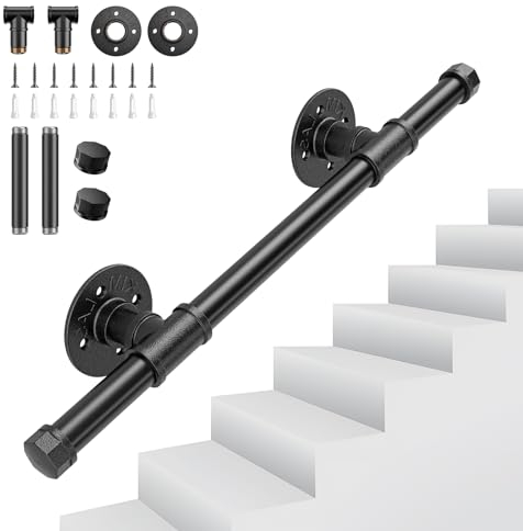 Pasamanos para Escalera, Sunowl 0,5M Barandilla para Escalera Interiores y Exteriores, Barandillas Metal Antideslizantes Seguridad, Barandillas de Galvanizada para Escaleras, Cocina, Baño, Jardín