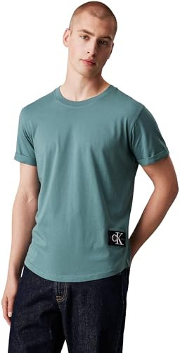 Calvin Klein Herren Badge Turn Up Sleeve J30j323482 Kurzarm Strickoberteile, Blau (North Atlantic), XXS