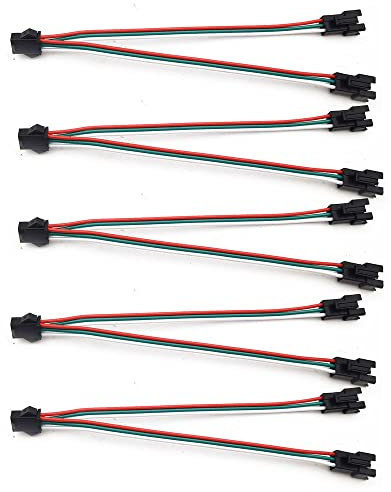 Vrabocry 5pcs 15cm 3pin SM Splitter JST Stecker 1 bis 2 männlich und weiblich für WS2812B WS2811 SK6812 LED Streifen Lichter