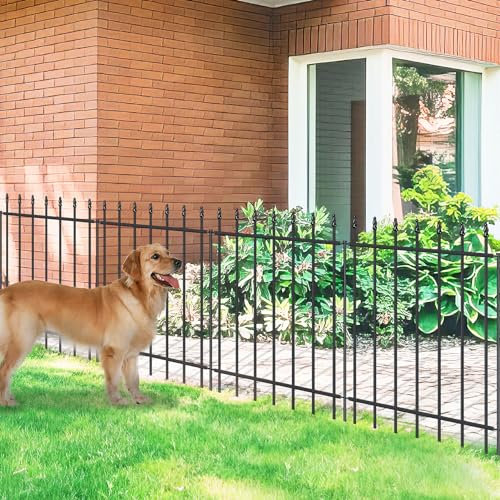FOREHOGAR Clôture de jardin en métal 76,2 cm H x 3 m L, panneaux de clôture pour chiens, clôture de jardin sans creuser pour cour, terrasse, parterre de fleurs, pelouse, extérieur, 5 panneaux + 6