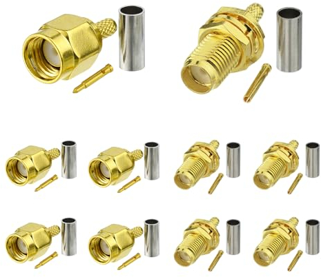Eightwood SMA Crimp Set SMA maschio SMA femmina Crimp maschio set SMA cavo maschio incasso 10 pezzi per RG316 RG174 RG188 LMR100 cavo coassiale a bassa perdita Pigtail