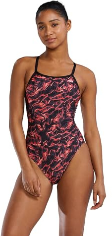 TYR Women's Standard Durafast Elite Diamondfit Swimsuit, Red/Energia