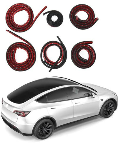Car Door Soundproof Seal Kit for Tesla Model Y 2020-2024, Rubber Weather Draft Seal Strip Wind Noise Reduction Kit for Car Window and Door, Trunk Edge, Engine Cover