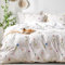 Freyamy Housse de Couette Fleurie 220x240+2 Taie d'oreiller 65x65cm Blanc Coloré Feuilles Floral Parure de lit 2 Personnes Adulte Fleurs Sets de Housse Couette en Microfibre avec Fermeture Éclair