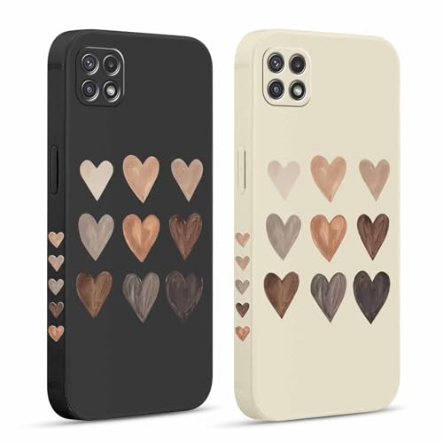 Pnakqil 2 Pièces Coque pour Samsung Galaxy A22 5G 6,6, Etui avec Amour Cover Mignon Amusante Peint Dessin Latéral Case Souple Silicone Antichoc Housse Téléphone en Souple Fille Cover