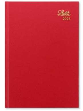 Letts of London Standard A5 week to view 2025 diary - red