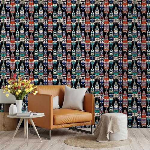 Selbstklebende Tapete Türkis Schwarz Rot Strukturtapete Wandtattoo Schlafzimmer Tapete Selbstklebend Vliestapete Wallpaper for Living Room Tapeten Leicht zu Entfernen Wandschutzfolie 45x300cm