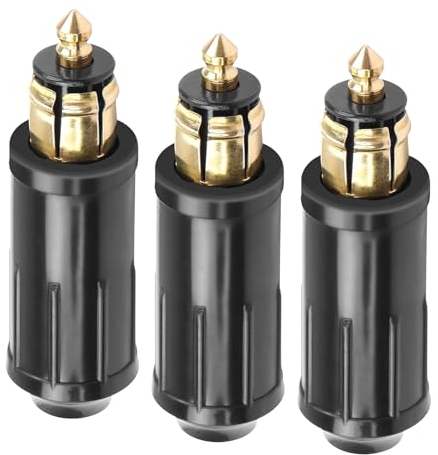 Lot de 3 fiches DIN européennes 12 V, DIN - Adaptateur allume-cigare DIN - Pour réparation de motos - Prise mâle DIN - 12 V