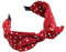 Serre-tête tendance avec nœud mignon et oreilles de lapin pour filles et femmes, accessoires de cheveux à pois avec nœud noué, bandeau vintage avec oreilles de lapin (rouge)