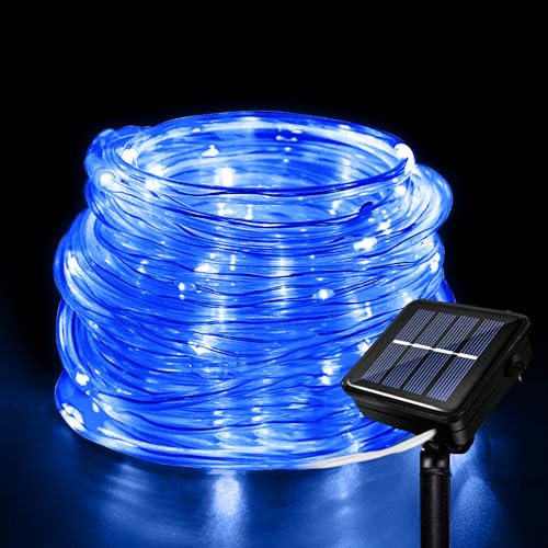 Hulaiyaa Outdoor Solar LED Lichtschlauch, Wasserdichte Solar Lichterschlauch 12M Solar Lichterschlauch Aussen 8 Modi 100 LED Lichtschlauch Außen für Hochzeit Weihnachten Party Dekorationen