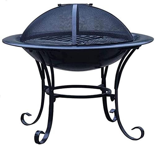 Brasero de jardin portable pour barbecue - Brasero de jardin extérieur - Bol rond robuste sur pied fabriqué à partir d'acier brut - Chauffage au charbon de bois pour le camping et la cour