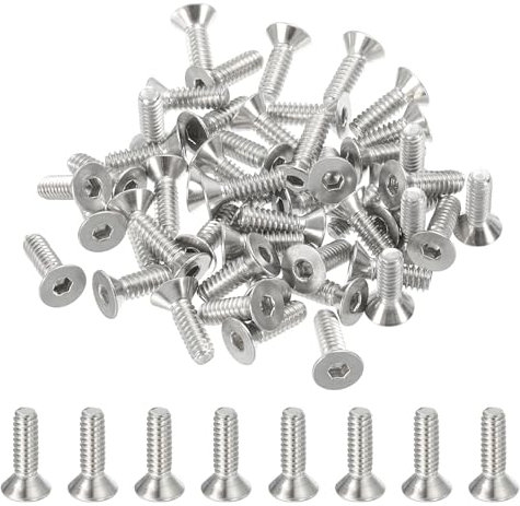 PATIKIL #10-24 x 5/8 Pouce Vis Tête Plate Six Pans Creux, 50 Paquet 304 Acier Inoxydable Boulons Tête Plate Hexagonale Machine Six Pans Creux Filetage Complet Grossier Unc Grade 6.8